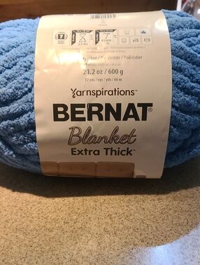 Bernat Blanket Extra Thick Soft Plush Yarn Skein- Sky Blue Color - Huge Skein